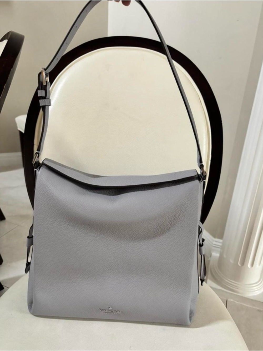 Grey Kate Spade Leather Shoulder Bag - Minimal Hobo Tote